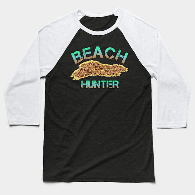 Beach Hunter metal detecting Baseball T-Shirt by Coreoceanart